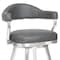 Armen Living Justin 30" Bar Height Swivel Vintage Gray Faux Leather Bar Stool with Brushed Stainless Steel Legs LCJTBABSVG30 - alternate 6